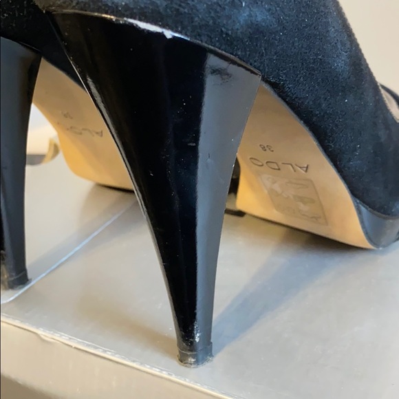 Black Suede Peep Toe shoes Size 38 - Picture 7 of 7